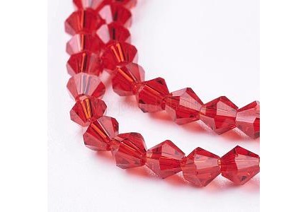 Biconice Sticla 4x4mm Red