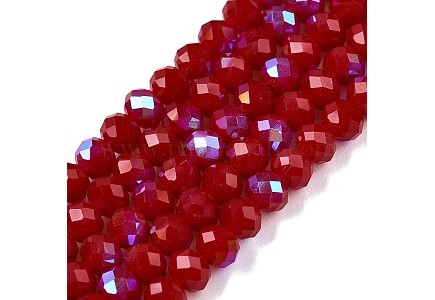 Rondele 3.5x3mm FireBrick Half Rainbow Plated