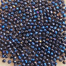Margele Cehesti Fire-Polish Blue 3mm BR23980 Blue Iris Jet 