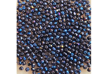 Margele Cehesti Fire-Polish Blue 3mm BR23980 Blue Iris Jet 