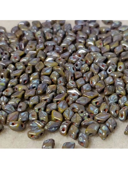 Mini Gemduo T53410 Opaque Olivine Picasso