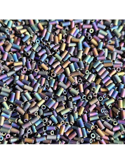 Miyuki Bugle 3mm 0401FR Black Matted Multi Iris