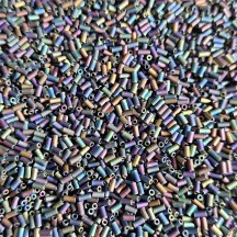 Miyuki Bugle 3mm 0401FR Black Matted Multi Iris