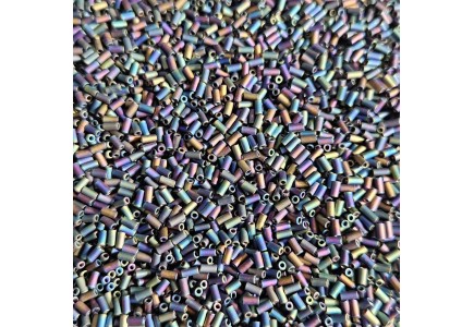 Miyuki Bugle 3mm 0401FR Black Matted Multi Iris