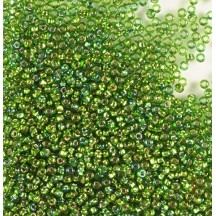 50gr Preciosa 10/0 19001/57129 Transp Green Silver Lined Rainbow