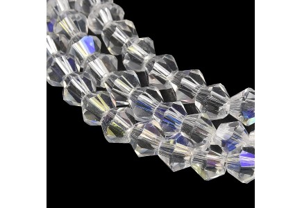 Biconice Sticla 6x6mm Crystal Half AB