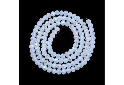 Rondele Sticla 3.5x3mm Milky Crystal