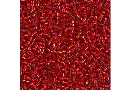 Delica 11/0 DB0602 Silver Lined Red Dyed Delica 11/0 DB0602 Silver Lined Red Dyed