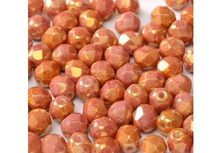 Margele Cehesti Fire-Polish 6mm 14495/03000 Chalk White Red Luster