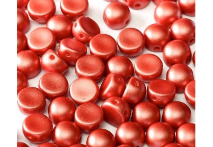 2-hole Cabochon 6 mm 25010 Alabaster Pastel Dark Coral
