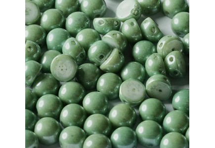 2-hole Cabochon 6 mm 14459/03000 Chalk White Teal Luster
