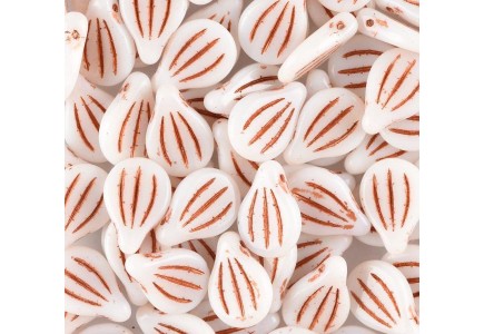 Preciosa Engraved Pip 9x14mm 54319 Alabaster Capri Painted