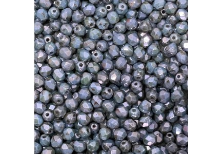Margele Cehesti Fire-Polish 4mm 65431/03000 Picasso Chalk White Blue Luster