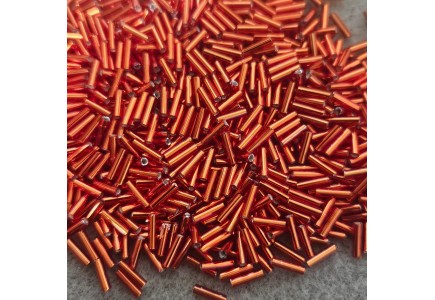 Miyuki Bugle 6mm 0010 FlameRed Silver Lined