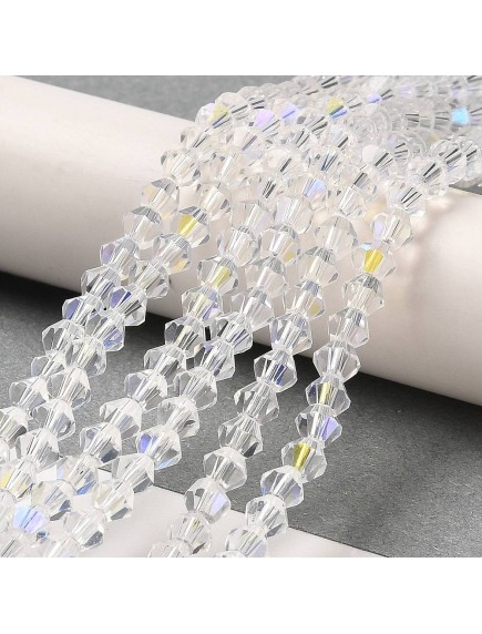Biconice Sticla 2x3mm Crystal AB