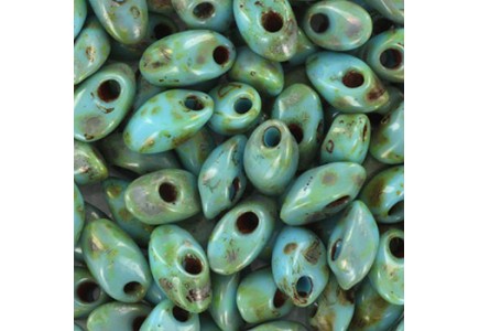 Miyuki Long Magatama 4x7mm 4514 Picasso Op Seafoam Green Miyuki Long Magatama 4x7mm 4514 Picasso Op Seafoam Green