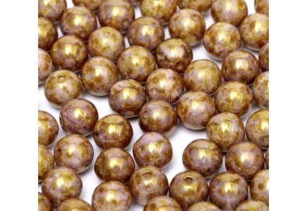 Margele Rotunde 8mm 15695/03000 Chalk White Lila Gold Luster Margele Rotunde 8mm 15695/03000 Chalk White Lila Gold Luster