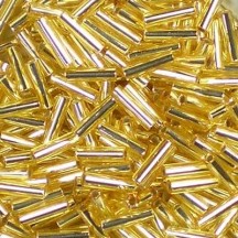 Miyuki Bugle 6mm 0003 Gold Silver Lined