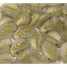 Margele Sticla Frunza 9x14mm 54302M/00030Crystal Gold Painted Matted