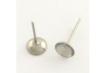 Tortite cercei otel inoxidabil 6mm cu platou concav