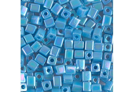 Miyuki Cube 4mm 0413R Opaque Turquoise Blue AB