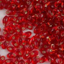 Miyuki Long Magatama 0010 Flame Red Silver Lined Miyuki Long Magatama 0010 Flame Red Silver Lined