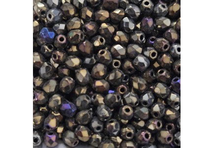 Margele Cehesti Fire-Polish 3mm 23980/21415 Jet Brown Iris