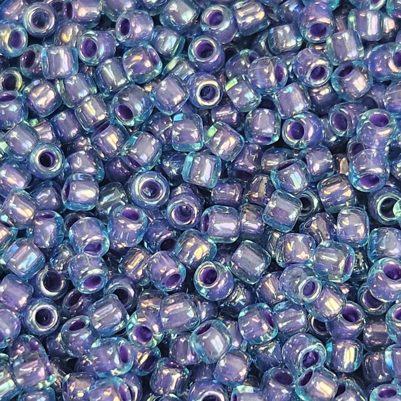 Margele Toho 11/0 1837 Inside Colour Rainbow Aqua Opaque Purple Lined