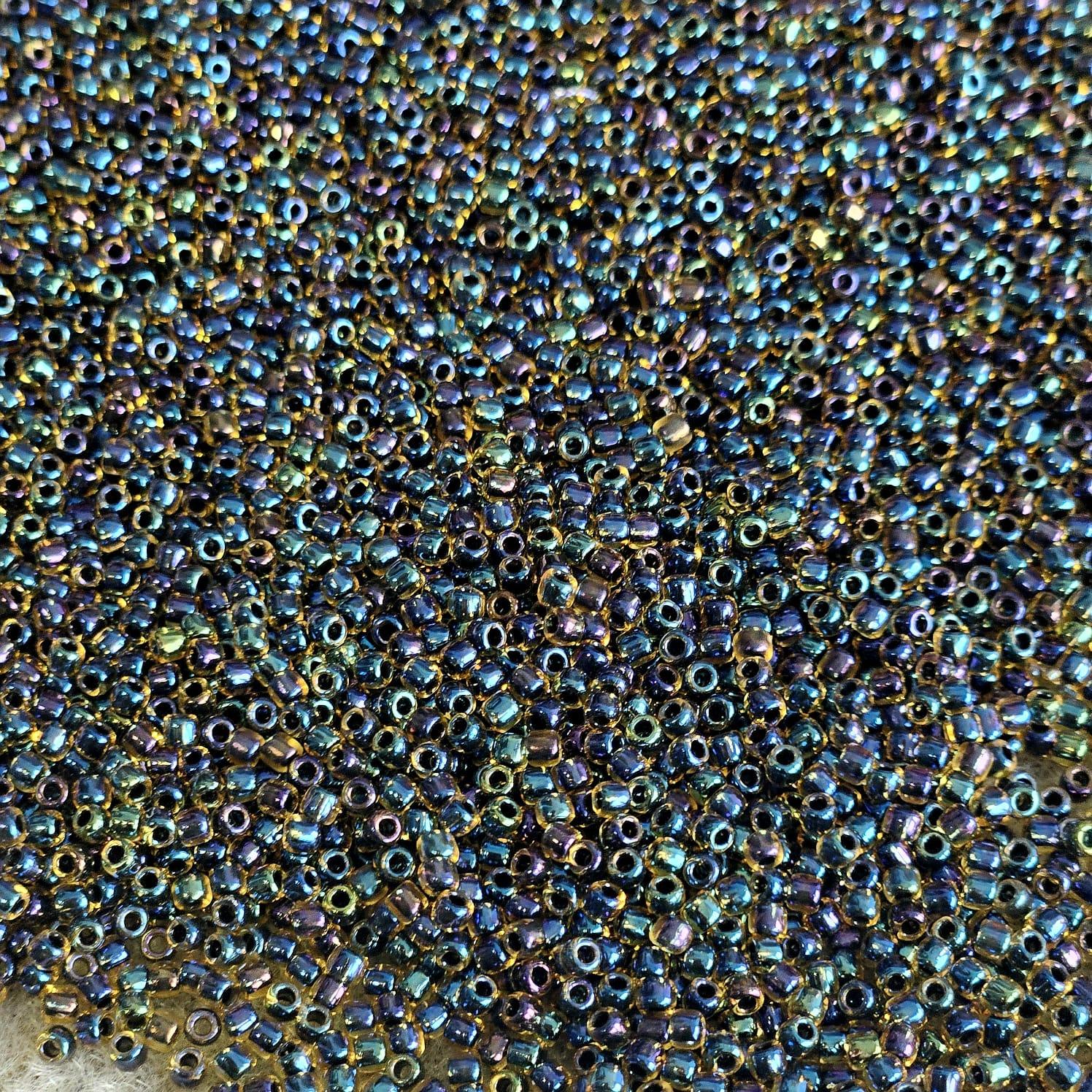 Margele Toho 11/0 0244 Inside Colour Rainbow Lt Topaz/Jet Lined — Imaginea 1