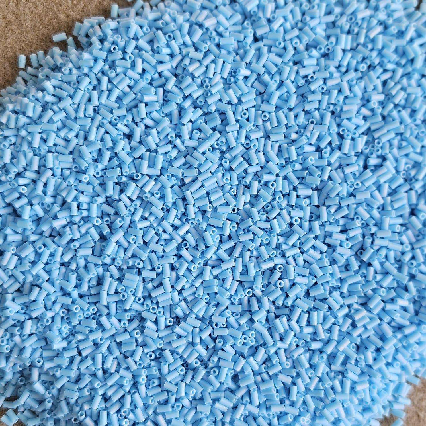 Miyuki Bugle 3mm 0413FR Op. Turquoise Blue Matted — Imaginea 1