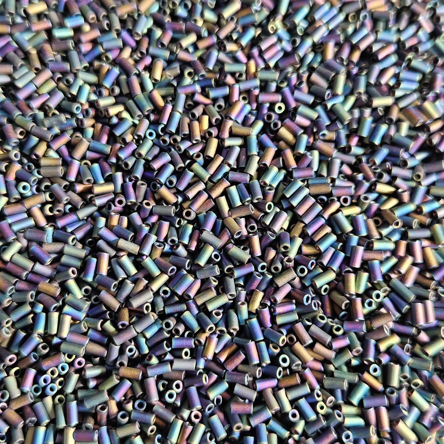 Miyuki Bugle 3mm 0401FR Black Matted Multi Iris — Imaginea 1
