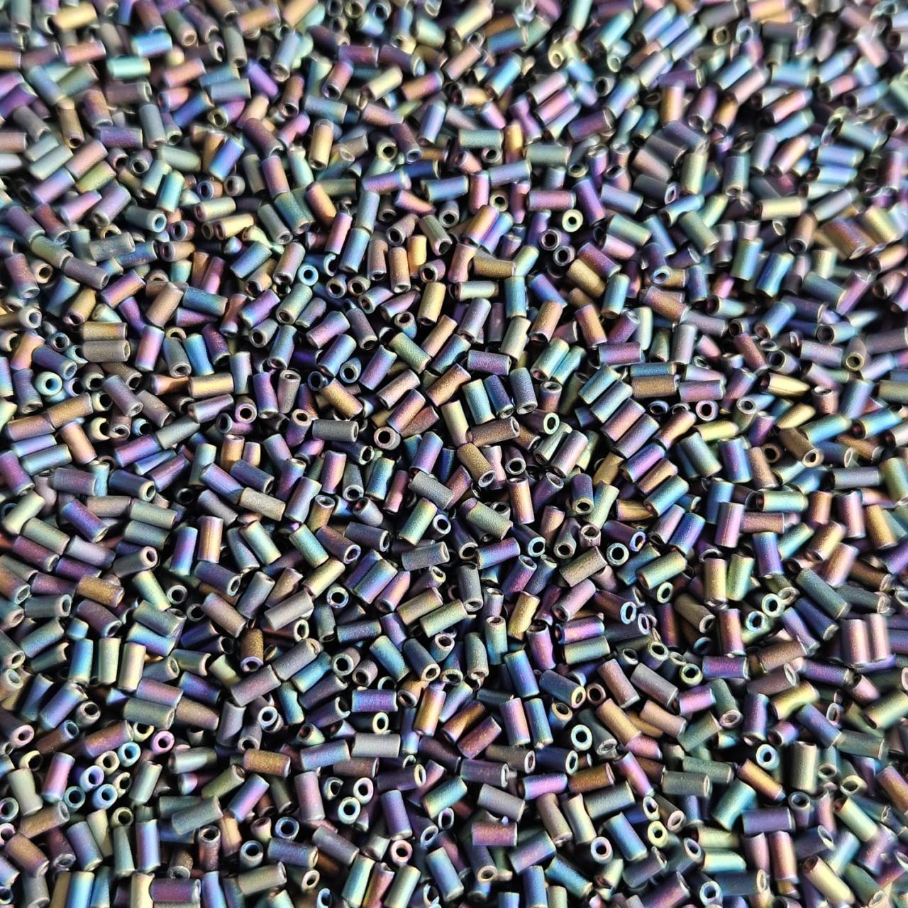 Miyuki Bugle 3mm 0401FR Black Matted Multi Iris