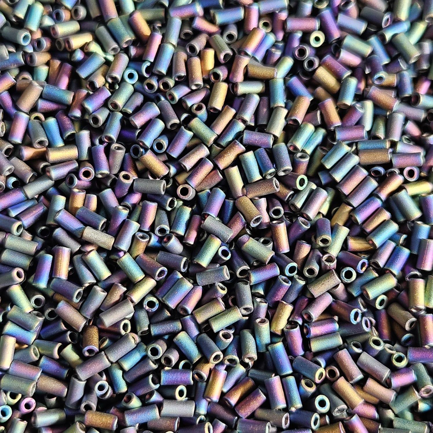Miyuki Bugle 3mm 0401FR Black Matted Multi Iris — Imaginea 2