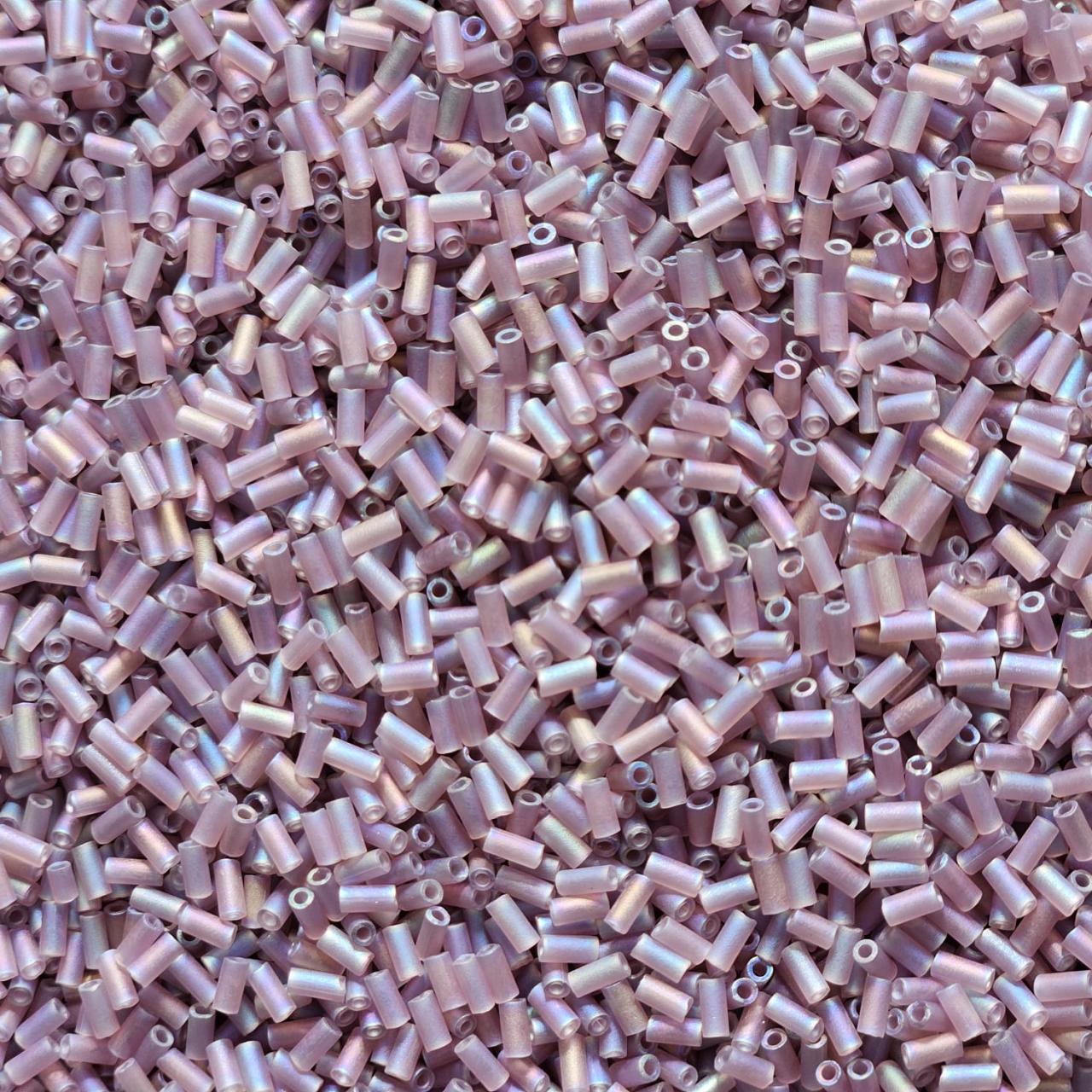 Miyuki Bugle 3mm 0142FR Matted Transp Smoky Amethyst AB
