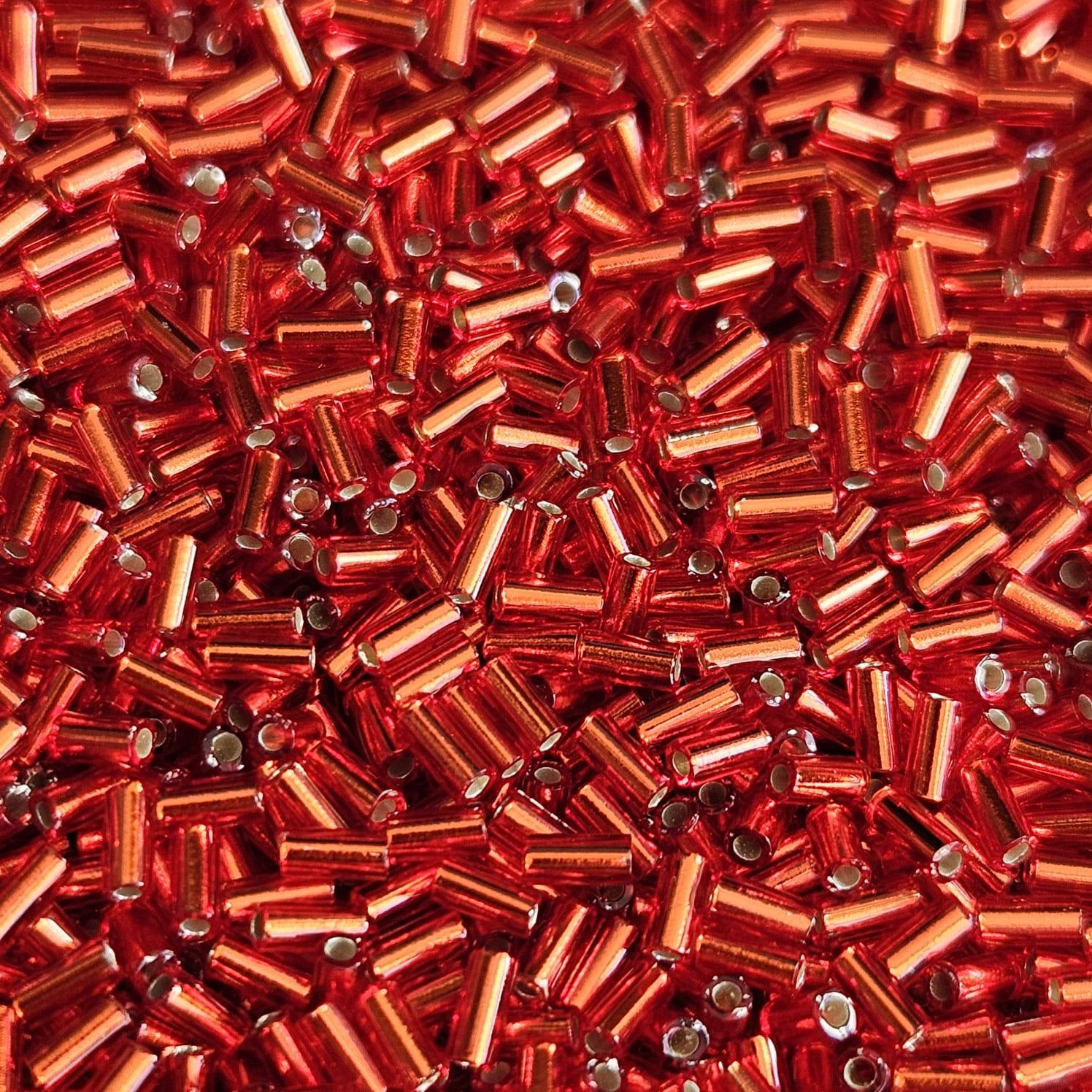 Miyuki bugle 3mm 0010 Flame Red Silver Lined — Imaginea 1