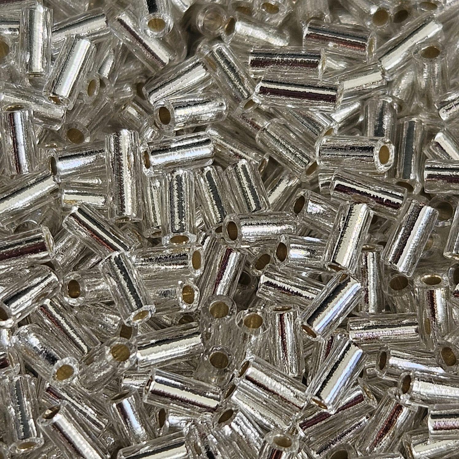 Miyuki Bugle 3mm 0001 Crystal Silver Lined — Imaginea 1