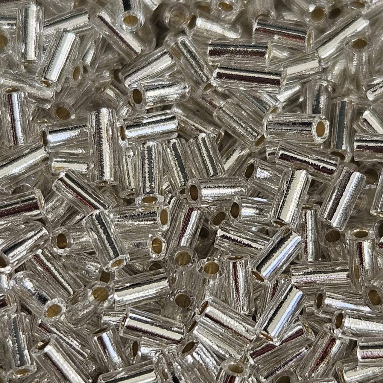 Miyuki Bugle 3mm 0001 Crystal Silver Lined — Imaginea 1