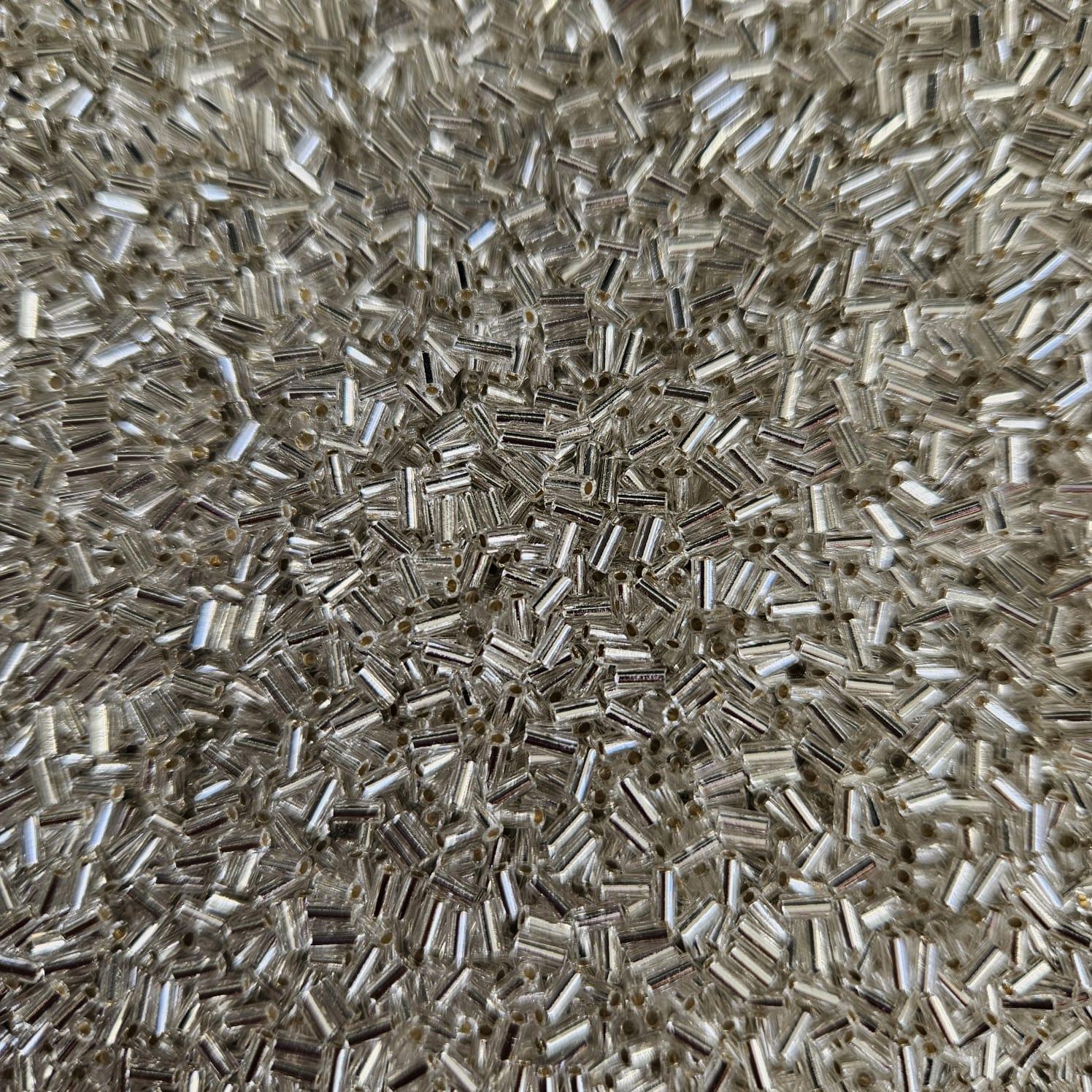 Miyuki Bugle 3mm 0001 Crystal Silver Lined — Imaginea 2