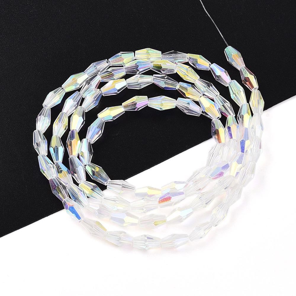 Biconice Sticla 6x3mm Clear AB — Imaginea 1