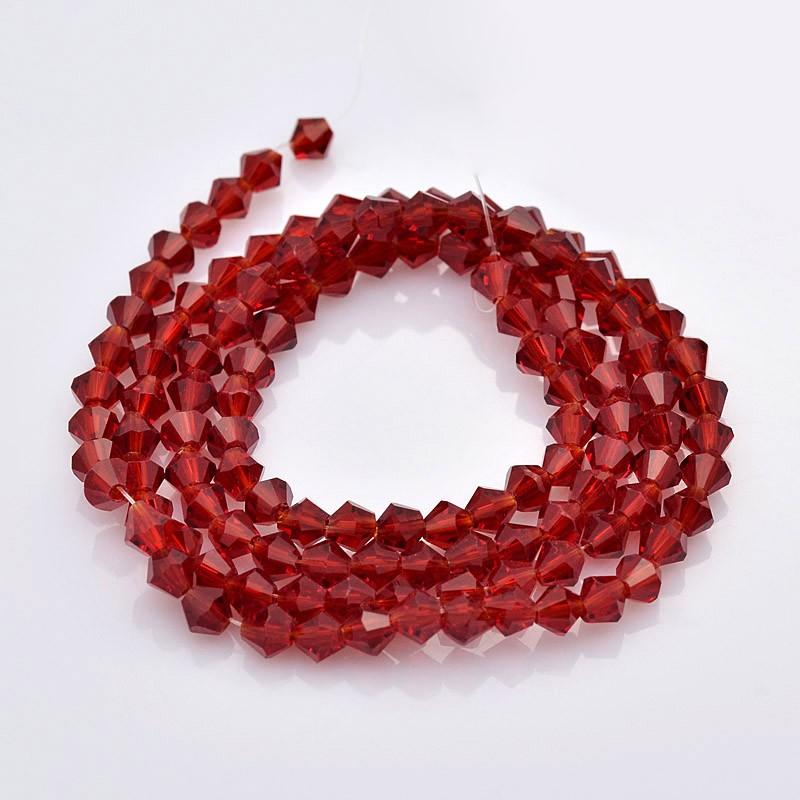 Biconice Sticla 3x3mm Dark Red — Imaginea 1