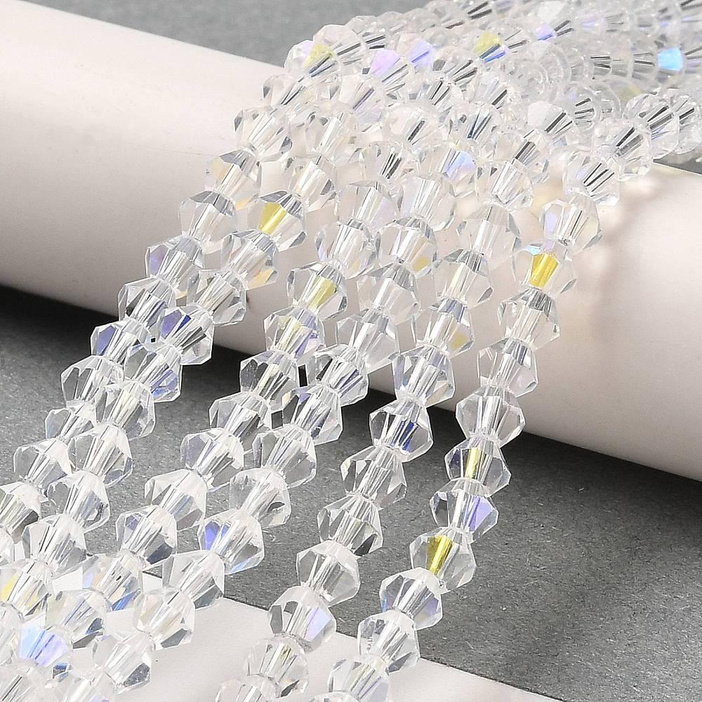 Biconice Sticla 2x3mm Crystal AB — Imaginea 2
