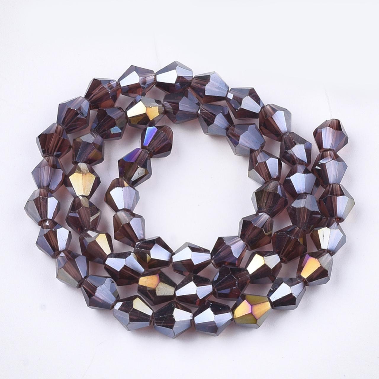 Biconice Sticla 6x6mm Purple AB — Imaginea 1