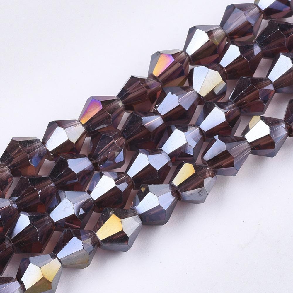 Biconice Sticla 6x6mm Purple AB — Imaginea 2