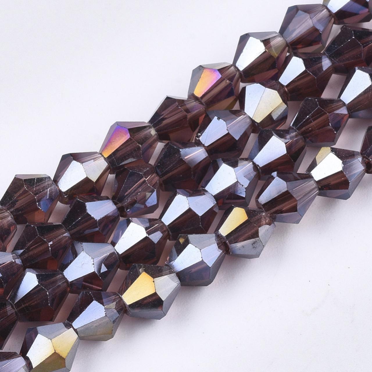 Biconice Sticla 6x6mm Purple AB — Imaginea 2