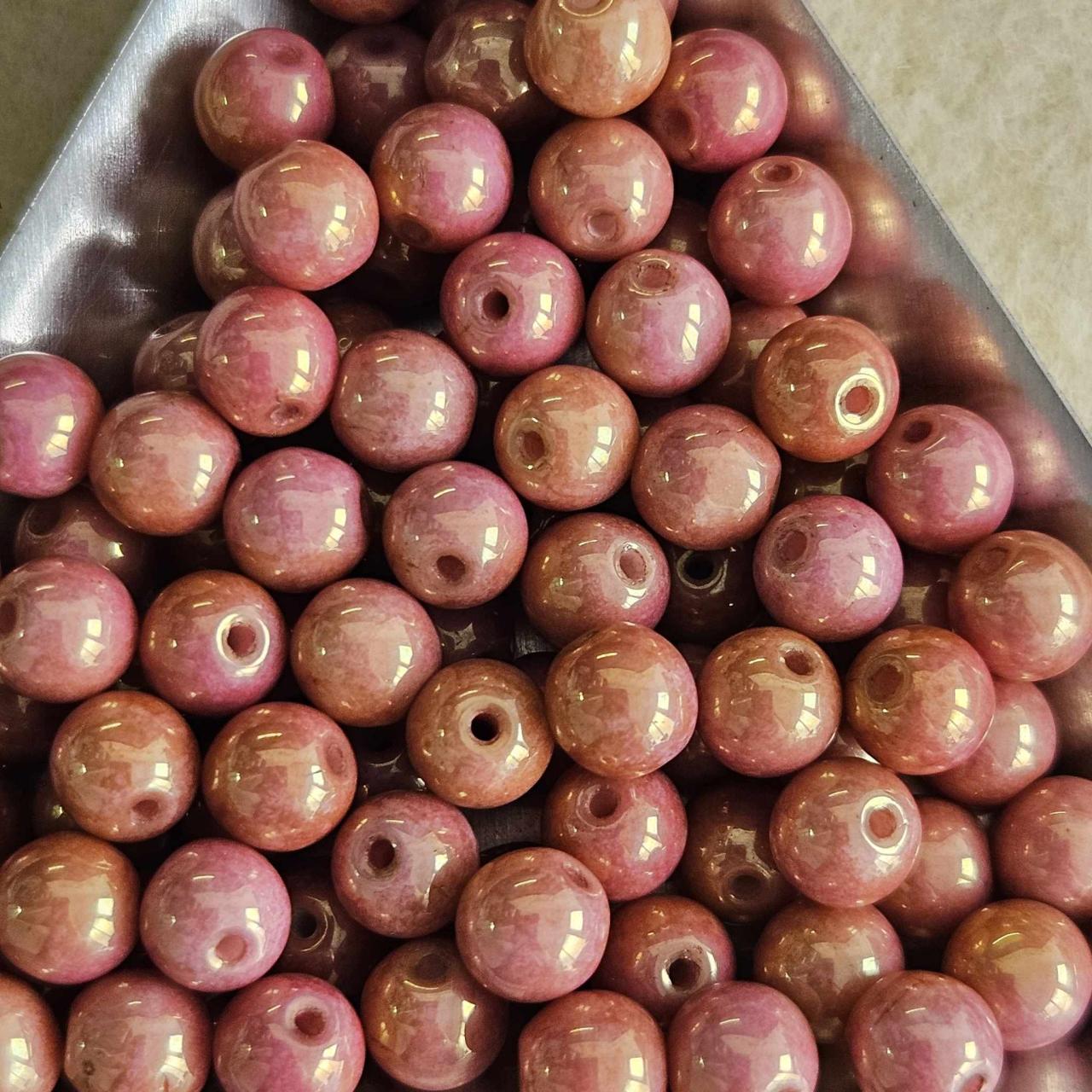 Margele Rotunde 6mm 14495/03000 Chalk White Red Luster