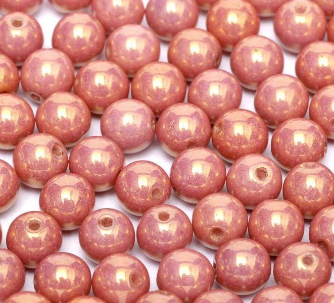 Margele Rotunde 4mm 14495/03000 Chalk White Red Luster — Imaginea 1