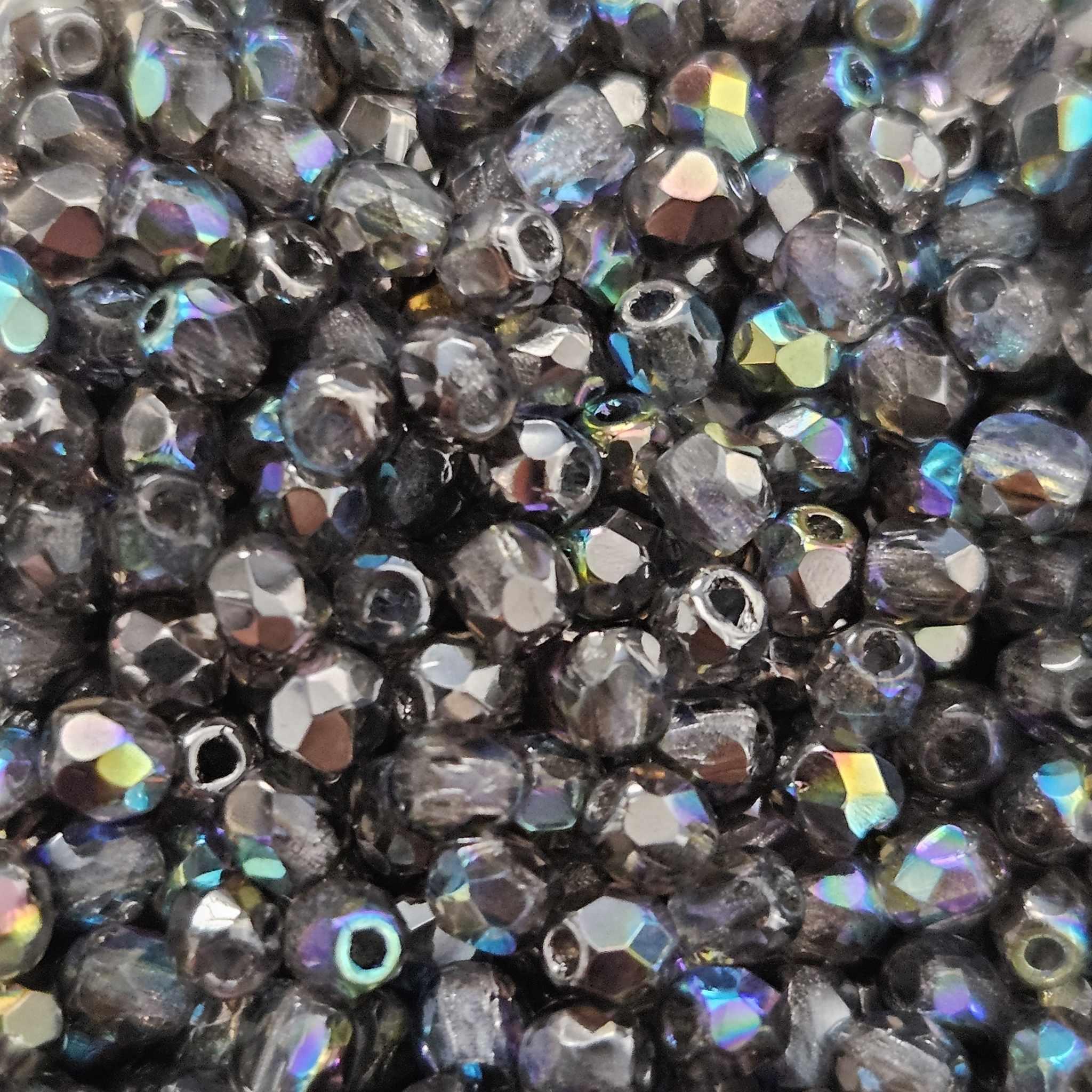 Margele Cehesti Fire-Polish 3mm Crystal Graphite Rainbow — Imaginea 1
