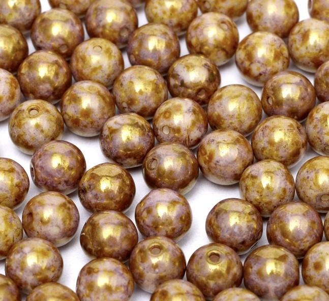 Margele Rotunde 8mm 15695/03000 Chalk White Lila Gold Luster — Imaginea 1