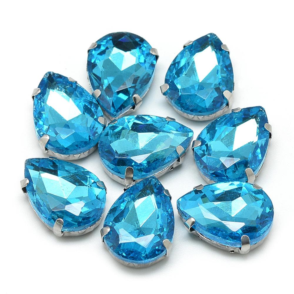 Cristale De cusut 14x10x6mm Deep Sky Blue Lacrima — Imaginea 1