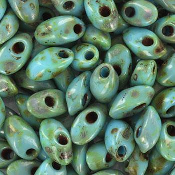 Miyuki Long Magatama 4x7mm 4514 Picasso Op Seafoam Green — Imaginea 1